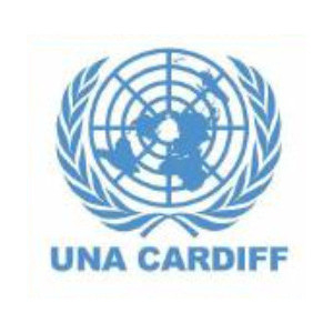the united nations logo with UNA for United Nations Association Cardiff